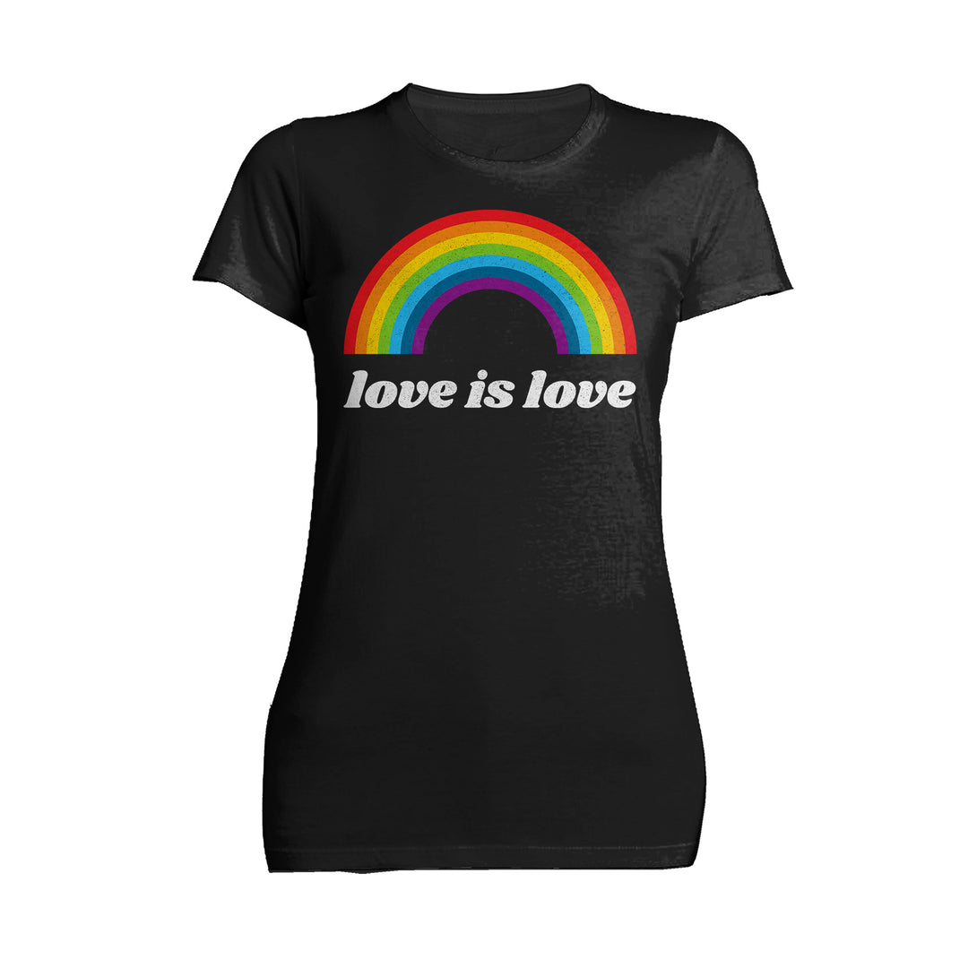 Vintage Valentine Rainbow Love Is Love Women's T-shirt Black - Urban Species