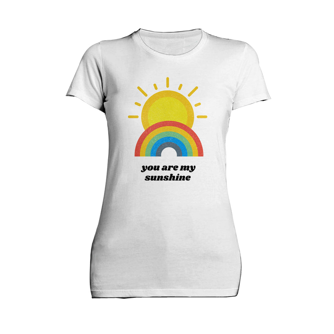 Vintage Valentine Sun Rainbow You Are My Sunshine Women's T-shirt White - Urban Species